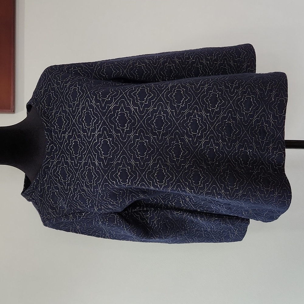 Loft Navy With Gold Thread Embroidery Long Sleeve Top